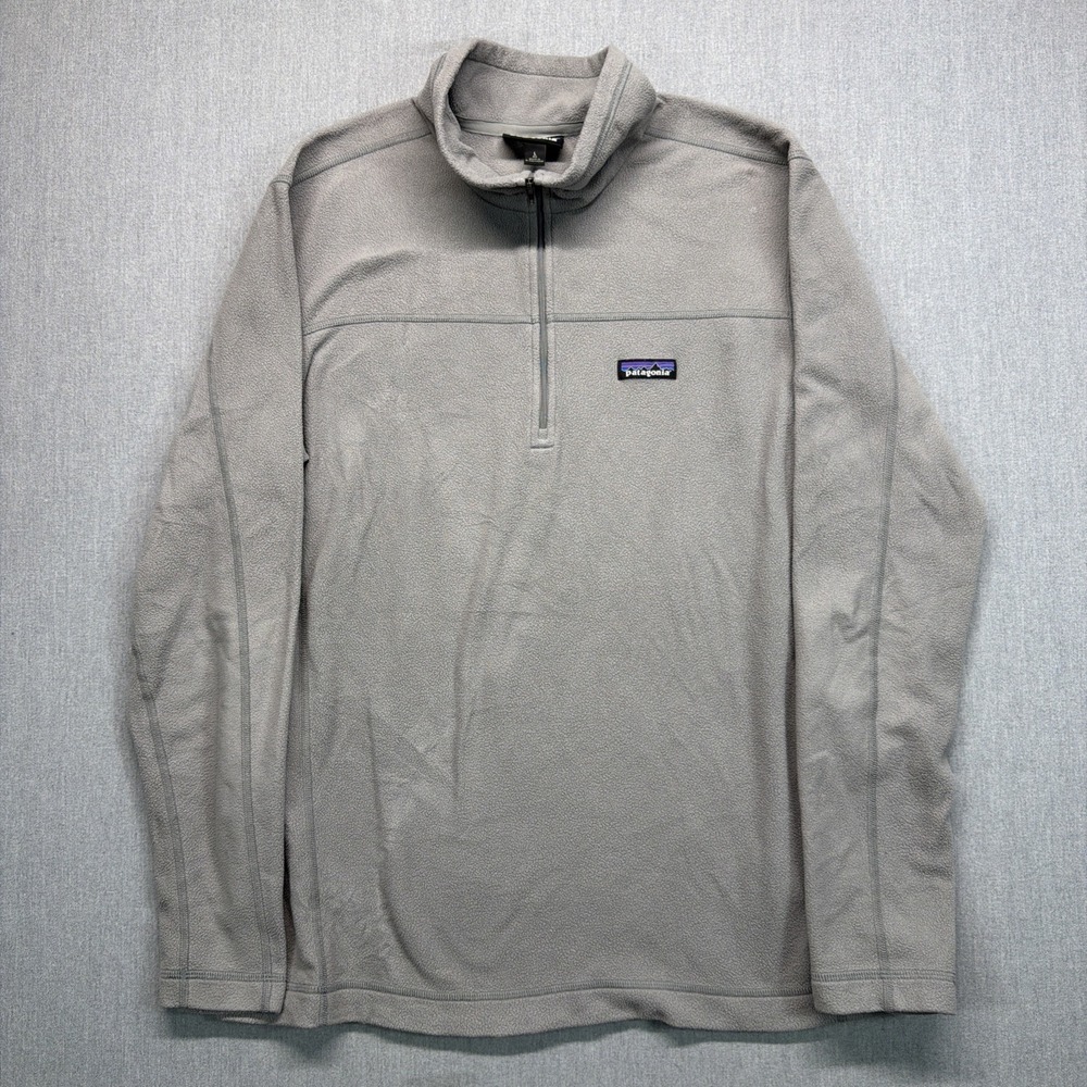 Patagonia Pulloverā Mens Large Gray Fleece Quarter Zip Hiking Sweater 26176